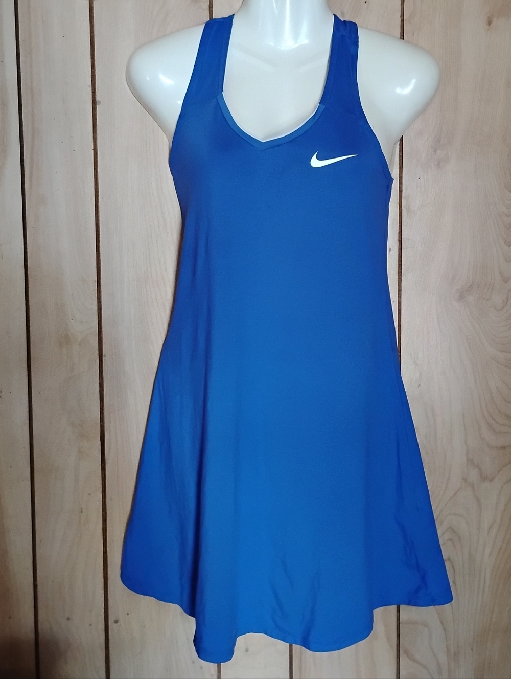 Nike Blue Racerback Tennis Dress with Swoosh.Nike blue tank dress with Dri-FIT s
